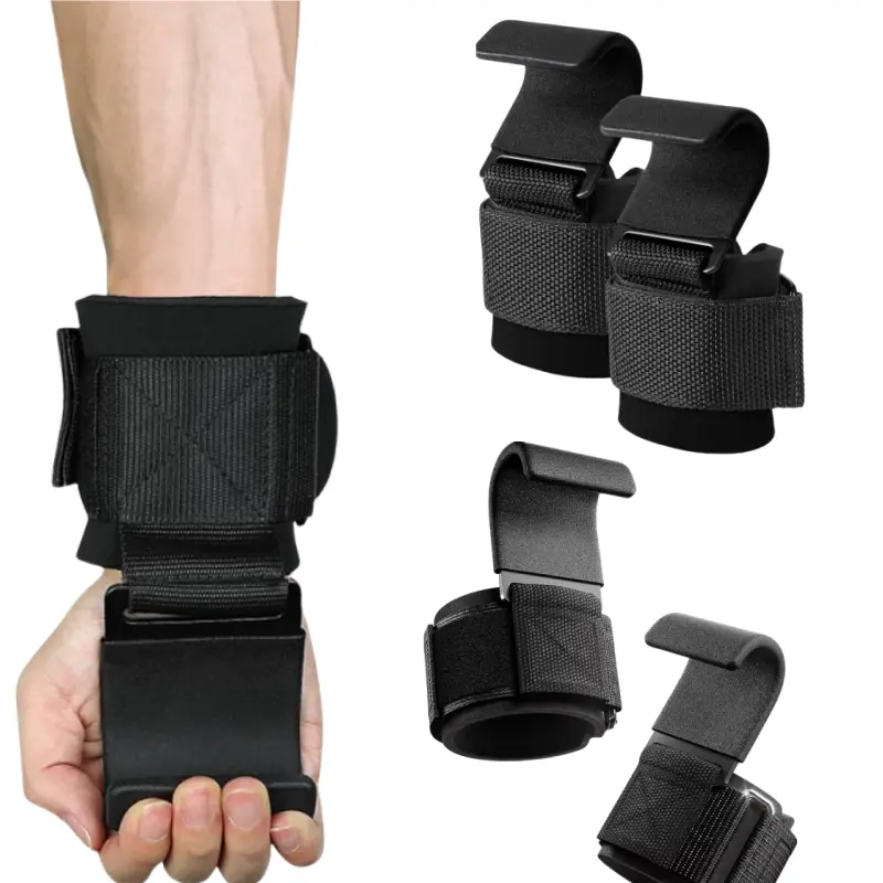 Heavy Duty Lifting Hooks with Padded Neoprene Wrist Support & Forearm Neoprene Pad, Unisex Deadlift Aid for Enhancing Deadlifts & Pull Ups, Fitness Accessory for Improving Gym Power Training