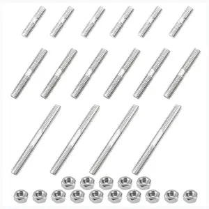 16Pcs 304 Stainless Steel Double End Threaded Stud Screw Bolt M8x30/50/70 with Nut