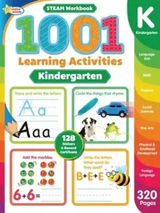 Active Minds 1001 Kindergarten Learning Activities: A Steam Workbook -- Sequoia Children's Publishing, Hardcover