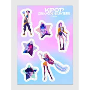 [Official KPop Demon Hunters HUNTR/X] Sticker Sheet – Collectible Fan Stickers for Journals, Laptops & Scrapbooks