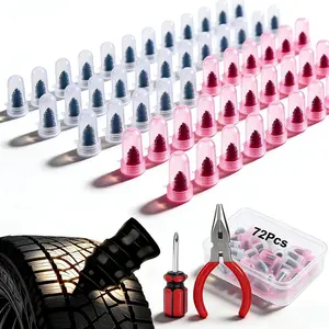 72Pcs Screw-in Self Sealing Tire Plugs Repair Kit Quick Fix for Flat Tire