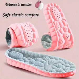 1pair Women's Comfort Insoles, Soft Elastic Breathable Inserts, Customizable Size For Sports & Casual Shoes, Sweat-Absorbent, Pink - Available In Sizes 35-45 (9-10.63 Inches)