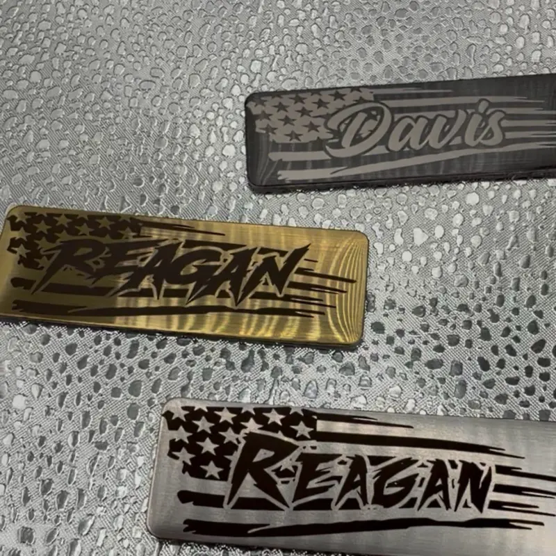 American Flag Name Tag Personalized Hard Hat Name Tag Stainless Steel | Veteran Made Personalized Welder & Refinery Name Tag | Polished Metal Badge for Tradesmen, Linemen & Blue Collar Workers