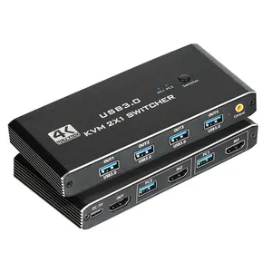 KVM Multi Computer Switcher 4K60Hz Splitter USB3.0 Expand USB2.0 Sharing Hub