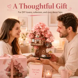 Rolife Sakura 3D Wooden Puzzle DIY Model Kit - Adult Stress Relief Toy, Bookshelf Decoration Gift collectible display
