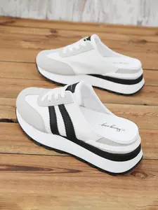 New Summer Autumn Women's Casual Shoes, Thick Sole Rubber Comfortable Mesh Breathable, Height Increase 6.5cm, Party Slip-On High Platform Sandals