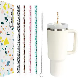 40oz & 30oz Tumbler Straws - Leopard &  Designs, 12 Inch Extra Long  Straws (4 Pack)