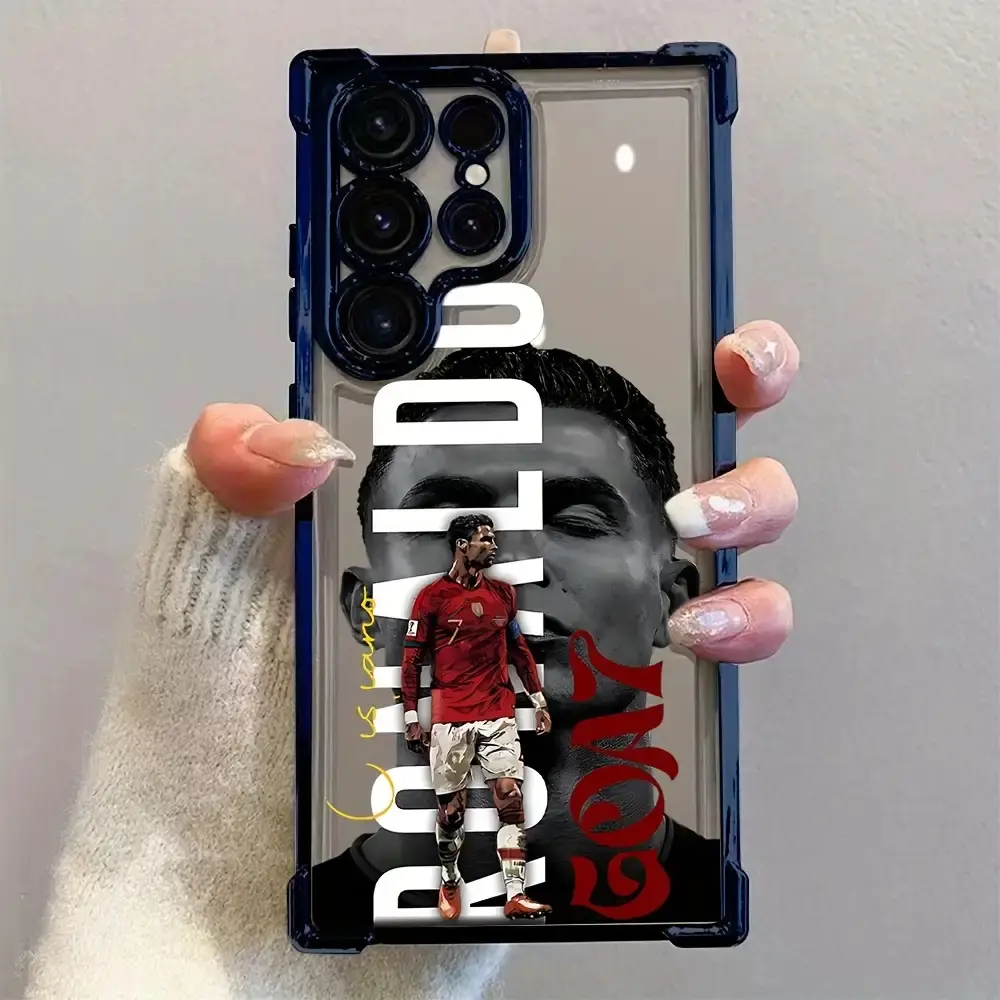 Football Superstar C-Cristiano R-Ronaldo CR7 Phone Case Compatible with for samsung for galaxy S25 S24 S23 S22 S21 FE Ultra Plus 4G 5G, Shockproof Transparent Soft Back Cover