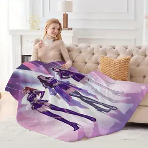 Anime Kpop-Inspired Dream Style Flannel Blanket - Vibrant Anime Character Print, Soft & Cozy All-Season Throw, Perfect for Holidays & Gifts,
