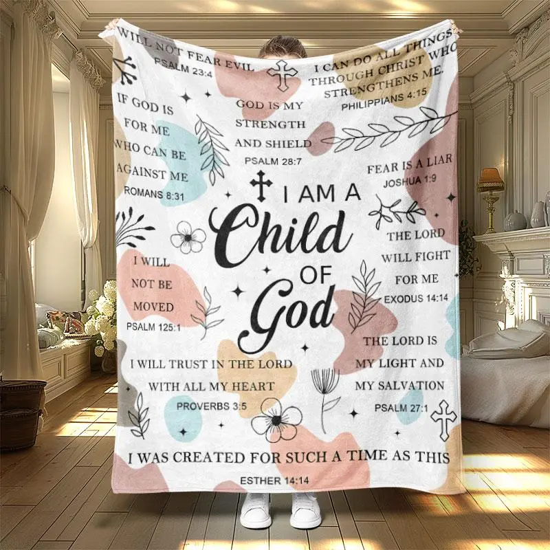 Leaf & Letter Pattern Blanket, 1 Count Soft Warm Throw Blanket, Air-conditioned Room Blanket, Warm Nap Blanket for Home Office Travel, Slogan Print Blanket, Floral Print Blanket, Decorative Blanket