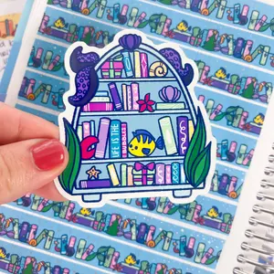 Merry Mermaid Bookcase Vinyl Die Cut Sticker