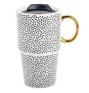 Stoneware Dot 17oz Travel Mug - Washable & Reusable - Drinkware Stylish Beverage Cup Reuse