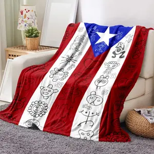 Puerto Rican Flag Flannel Blanket, Soft Warm Fleece Throw, Lightweight for Sofa Bed Travel Office, Home Decor Gift