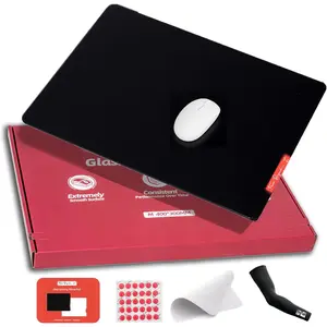 Glass Gaming  Pad -  Glass Pad with Anti-Slip Rubber Base - Smooth,  , Durable Surface for  Gaming, Ideal for FPS Players (Black-50 * 40CM)