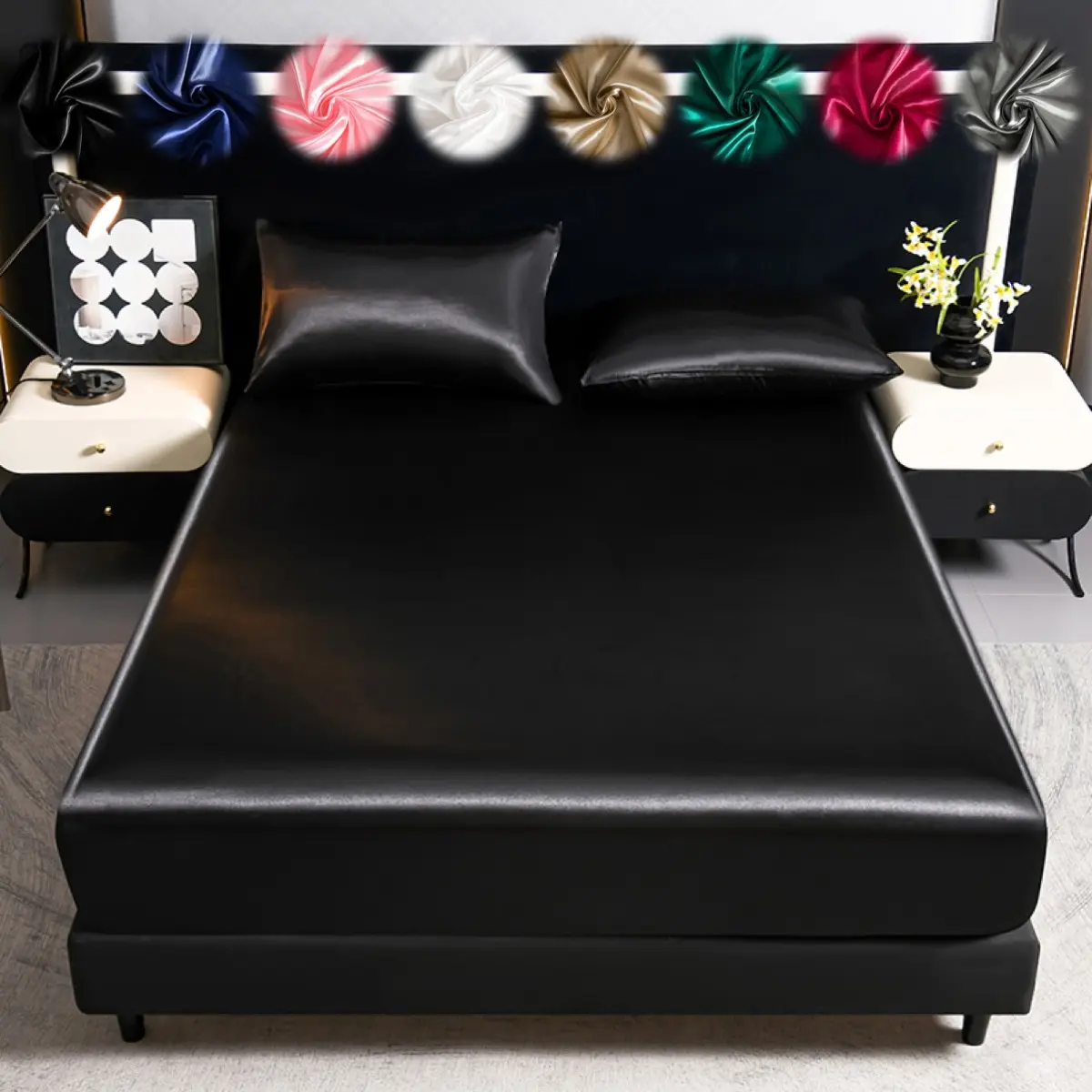 2/3Pcs Silky Satin Bed Sheet Set, Bedding Supplies, Dustproof Mattress Protector, Soft and Comfortable Fitted Sheet, Skin-Friendly & Breathable, Cooling & Smooth Mattress Cover, Silk-Like Bedding for Bedroom/Dorm, Multiple Sizes Available