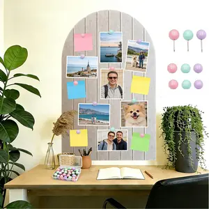 Arched Felt Bulletin Board 24" x 16", Pin Boards for Walls with 50 PushPins & 36 Adhesive Tabs, Cute Office Cork Board Alternative, Decorative Felt Board for Home Office or Kids Room
