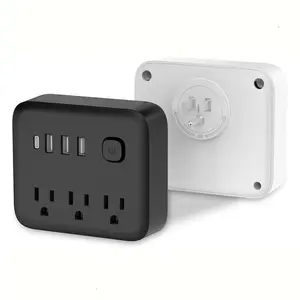 Multi Plug Outlet Surge Protector Socket, 1 Count Wall Charger Socket with 4 USB Charging Ports, Power Strip Multi Plug Adapter for Home Travel Office