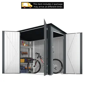 【2 Packages Shipping】YODOLLA Outdoor Bike Storage Shed Lean to, 4' x 7.5' Outdoor Horizontal Sheds,Adjustable Modern