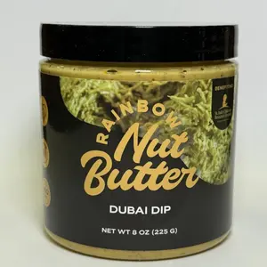 DUBAI DIP 8 OZ Dubai Spread Pistachio Cream 8 oz Jar Crunchy Kataifi Kadayif Natural & Sweet Flavor Rainbow Nut Butter