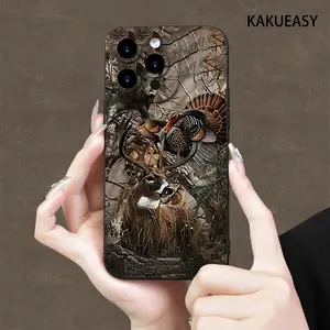 A Popular Deer DesignSet in a Forest Environment TPU Case for iPhone 17 Pro Max 16 16e 15 14 Plus 13 12 Mini 11 Air X XS XR Straight Edge Drop-Resistant Rugged Durable Cover Shell Gift 2D printing Cellphone Protection