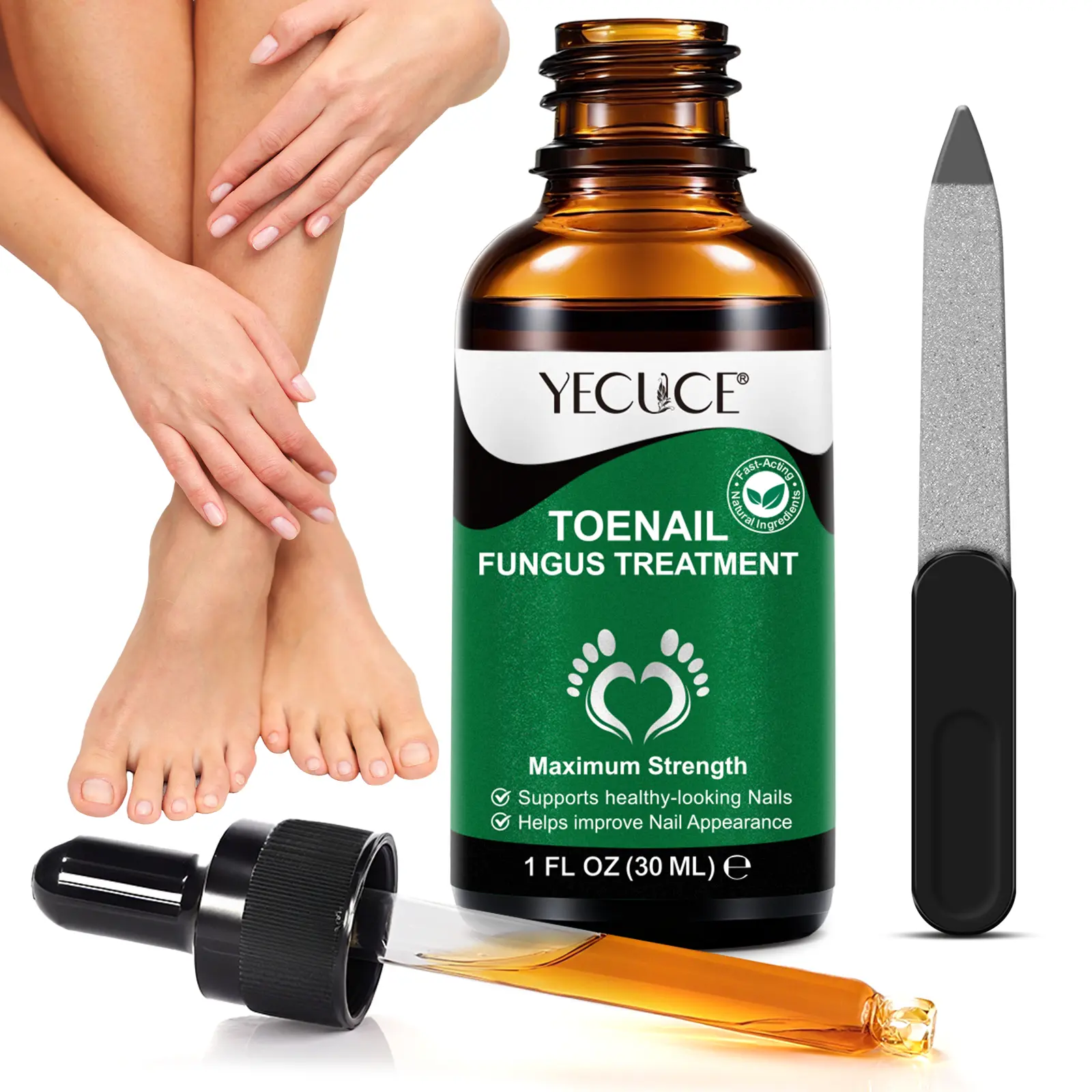 Yecuce Nail Fungus Treatment Essence 30ML, Penetrates Nail Bed, Contains Tea Tree Oil & Vitamin E, Suitable for Sensitive Skin