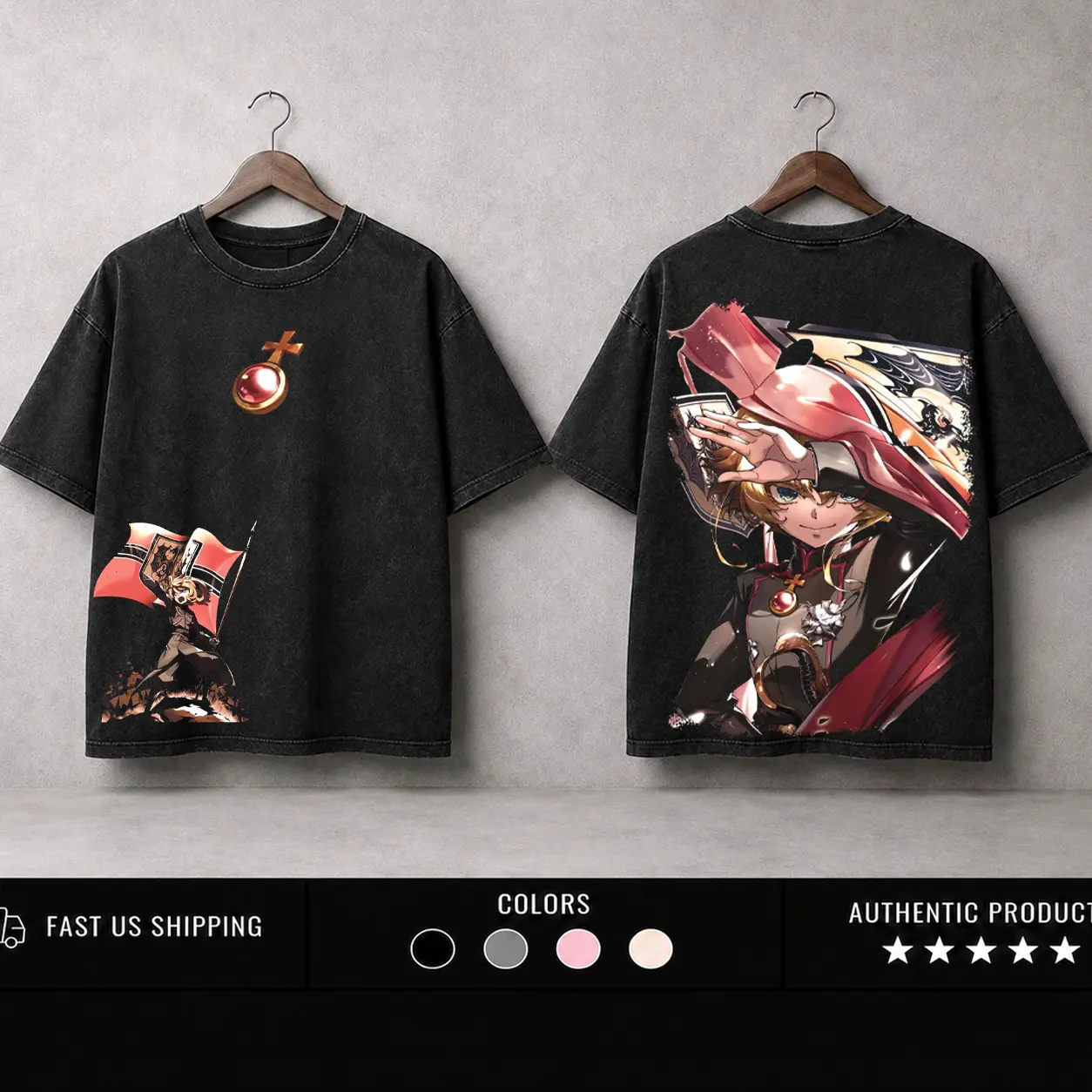 Tanya Degurechaff - Saga of Tanya the Evil Washed Oversized T-Shirt,Sweatshirt, Hoodie Vintage Game Graphic Tee Streetwear Unisex Cotton Shirt Gamer Merch