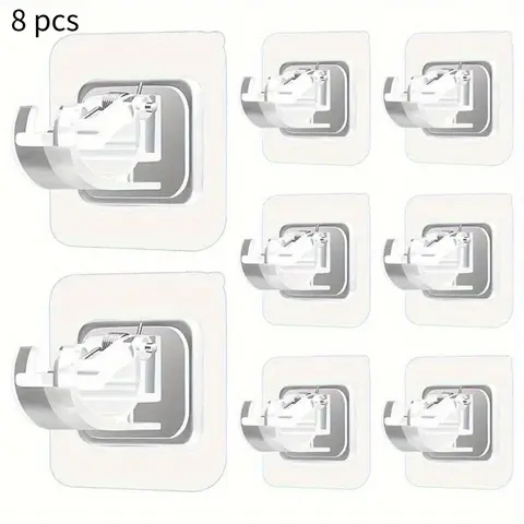 8pc Adjustable Curtain Rod Holders - No-Drill, Easy Install, Versatile Telescopic Rod Brackets Curtain Stand for Home Shower Curtain & Towel Hanging