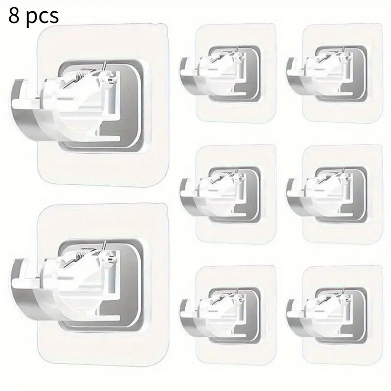 8pc Adjustable Curtain Rod Holders - No-Drill, Easy Install, Versatile Telescopic Rod Brackets Curtain Stand for Home Shower Curtain & Towel Hanging