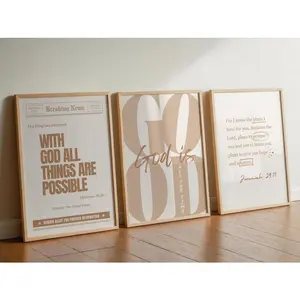 Set of 3 Neutral Aesthetic Bible Verse Poster Unframed  Bundle God is Good All The Time Poster Unframed  Jeremiah 29 11 Wall Art With God all Things Are Possible