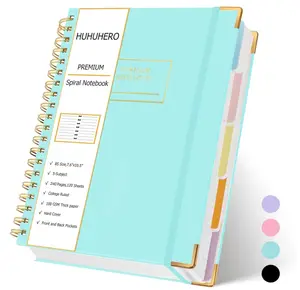 Lined Spiral Notebook Journal, 5 Subject Notebook with Dividers, Hardcover Journals for Women Men Writing Work Note Taking, Office School Supplies