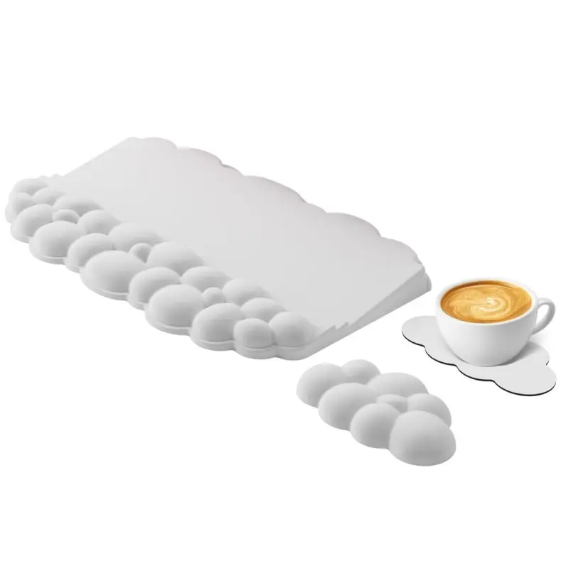 3 pcs Cloud-Shaped Keyboard Wrist Rest and Mouse Wrist Pad Set, Soft Memory Foam Ergonomic Support, Non-Slip Base for Gaming, Typing, Office Work and Desk Decoration