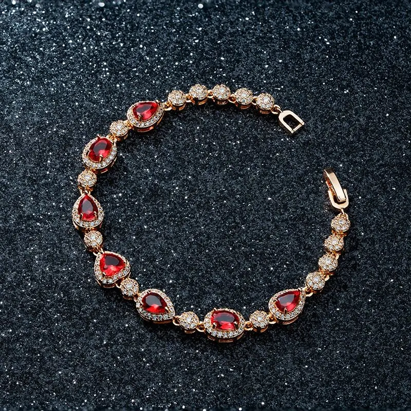 Women's Elegant Halo Cuff Bangle in Gold-Plated Metal with Red Gemstone Crystals, 7.64 in Adjustable Cuff for Formal & Daily Wear, Bracelets For Women, 7.64 Inches, Adjustable Cuff Design