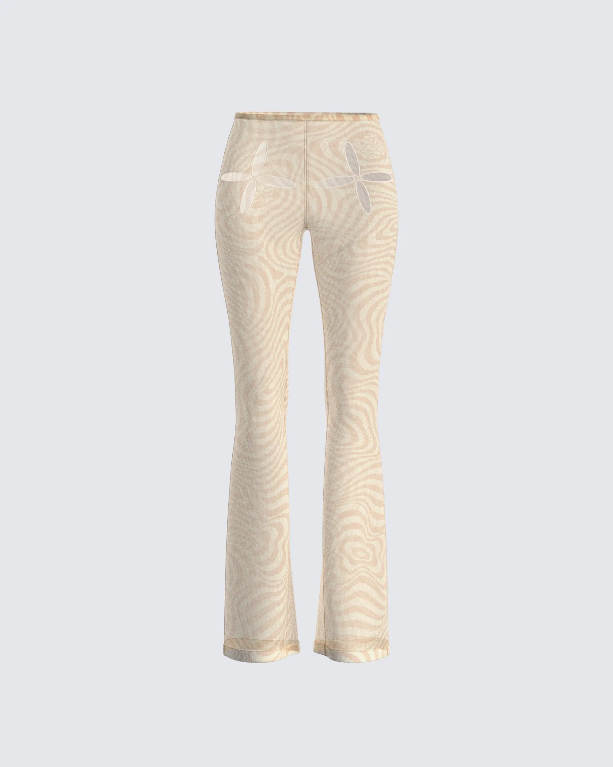 Women's High-Waist Flared Holli Mesh Pant, Spandex-Blend Fabric, Printed Leg Design