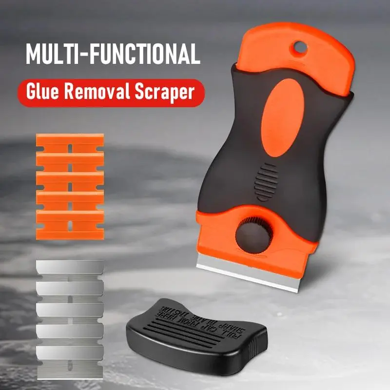 [Razor Blade Scraper Tool] Scratch-Free Razor Blade Scraper Tool - Window Tint Sticker Removal Tool with Metal & Plastic Blades for Car Glass, Oven, Cooktop & Stove Cleaning