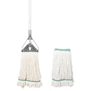 OFO Loop-End String Mop, Heavy Duty Commercial Industrial Mop with Extra Mop Head Replacement. Metal Head Mop with 59Inch Handle for Floor Cleaning