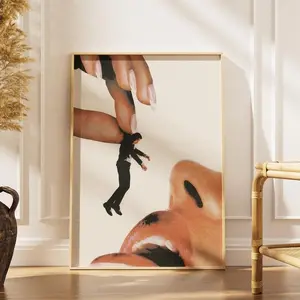 Man Eater Surreal Collage Print, Vintage Lips Poster, Feminine Power Art, Editorial Decor - (Unframe)