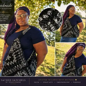 XXL Granny Square Satchel (Charcoal/Black Blend)