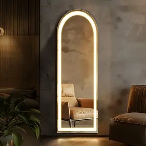 Full Body Mirror 60"x 16" Arched Floor Mirror with Wall Mounted Free Standing Leaning for Home, White