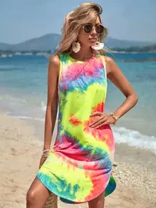 Women's Tie Dye Tank Mini Dress - Casual Summer Essential