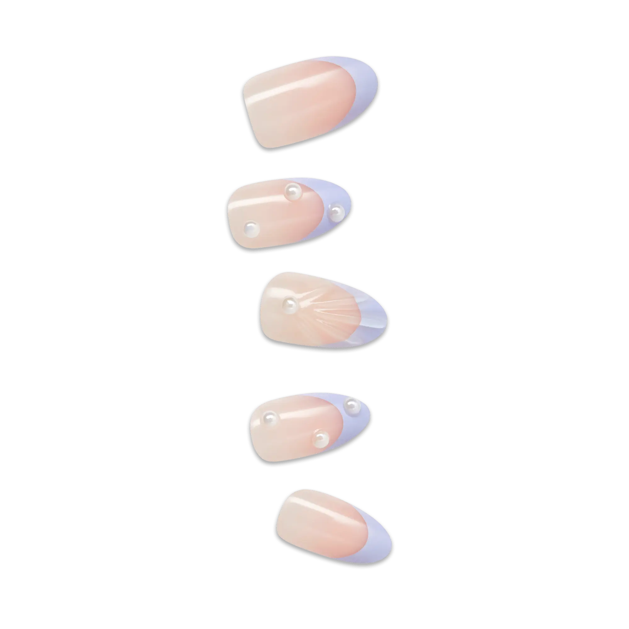Impress Design No Glue Fake Press On Nails - Sky Breeze | 3D & Jewel French, Purple, Medium, Almond, Manicure Impress Design No Glue Fake Press On Nails - Sky Breeze | 3D & Jewel French, Purple, Medium, Almond, Manicure
