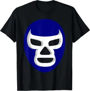 100% Cotton Lucha Libre Mask Mexican Wrestler Blue Demon Shirt T-Shirt