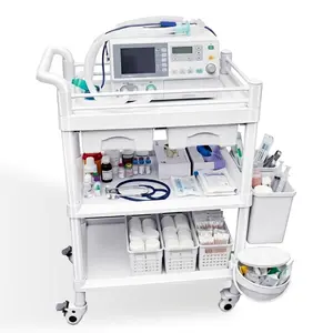 Mobile Medical Cart, 3-Tier Rolling Medical Utility Cart, 110LB Capacity Ultrasound Trolley with Drawers, Sharps Container, Waste Bin & Storage Basket for Clinic, Hospital & Home Care