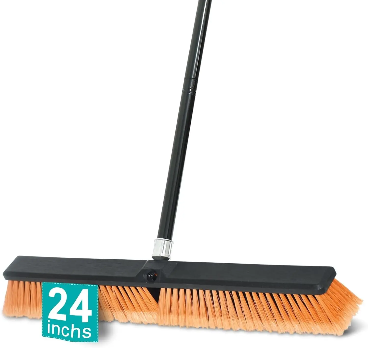 24 Inchs Push Broom Outdoor Heavy Duty, Shop Broom with 60" Long Handle for Cleaning Indoor and Outdoor Tile, Garage, Deck, Concrete, Wood, Stone, Patio Floor