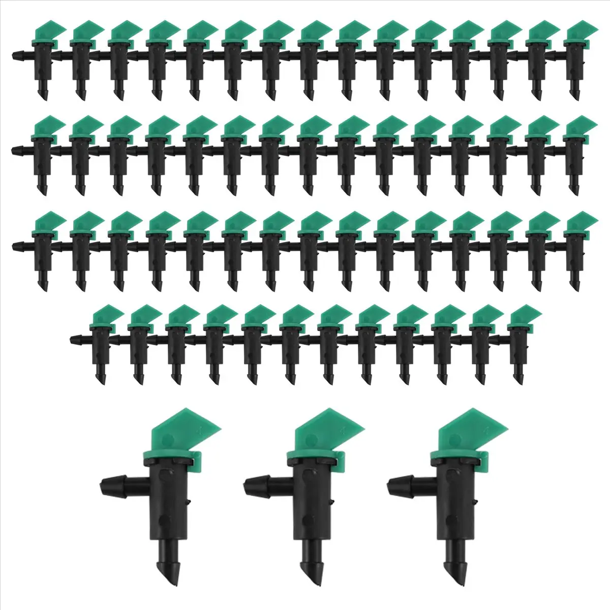 60-Piece Irrigation Drippers - 4 Gal Per Hour Removable Drip Emitters with Shut-Off Valve, Flag Shape, for 1/2 in Trunk Lines, Bushes, Shrubs; Efficient Garden Irrigation (Applicable Occasions: Garden Watering)