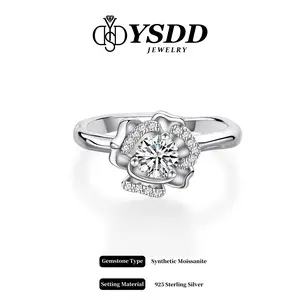 【#291 Suprise of the Day】Petite Flower Solitaire Synthetic Moissanite Ring in 925 Sterling Silver 1/2Carat