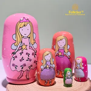 1 Set Russian Nesting Dolls, Angel Matryoshka Dolls, Wooden Educational Toys for Kids, Crafts & Collectible Souvenirs, Ideal Gifts for Christmas Halloween Easter Thanksgiving Valentine's Day Ramadan New Year Birthday Party Wedding.