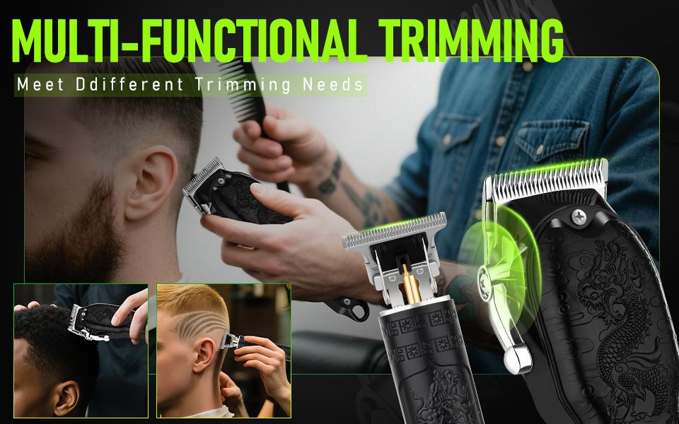 LQT All-In-One Black Dragon Men's Hair Cutting Kit, Cordless Rechargeable Grooming Set with Smart LCD Screen, Complete Home Barber Kit with Full Accessories, Save Money on Barbers for DIY Haircuts & Styling