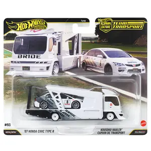 Hot Wheels Team Transport ’07 Honda Civic Type R / Kousoku Hauler #93, 1:64 Scale, Diecast Model Car, Brand New Sealed