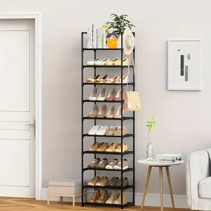 Rugged heavy duty metal shoe rack 1 piece 18-21 double space saving design, easy to assemble, modern simple open home office porch wardrobe vertical shoe rack