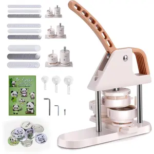 Button Maker, 1/1.25/2.28 inch(25/32/58mm) 3-in-1 Pin Maker, Ergonomic Arc Handle Punch Press Kit, Button Maker Machine with Free 300pcs Button Parts, Pictures, Circle Cutter, Magic Book